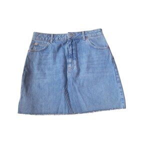 NWT Top Shop Blue Mini Denim Skirt Size 12 Western Mid Rise Y2K Cowgirl
